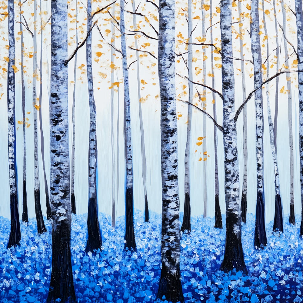 Forest Photo Backdrop Blue Petal Birch Forest Backdrop UK LXX57-127