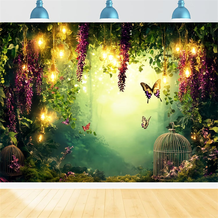 Photo Backdrop Forest Wisteria Glow Butterfly Backdrop UK LXX57-128