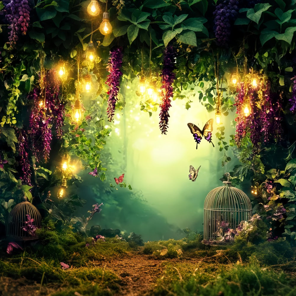 Photo Backdrop Forest Wisteria Glow Butterfly Backdrop UK LXX57-128