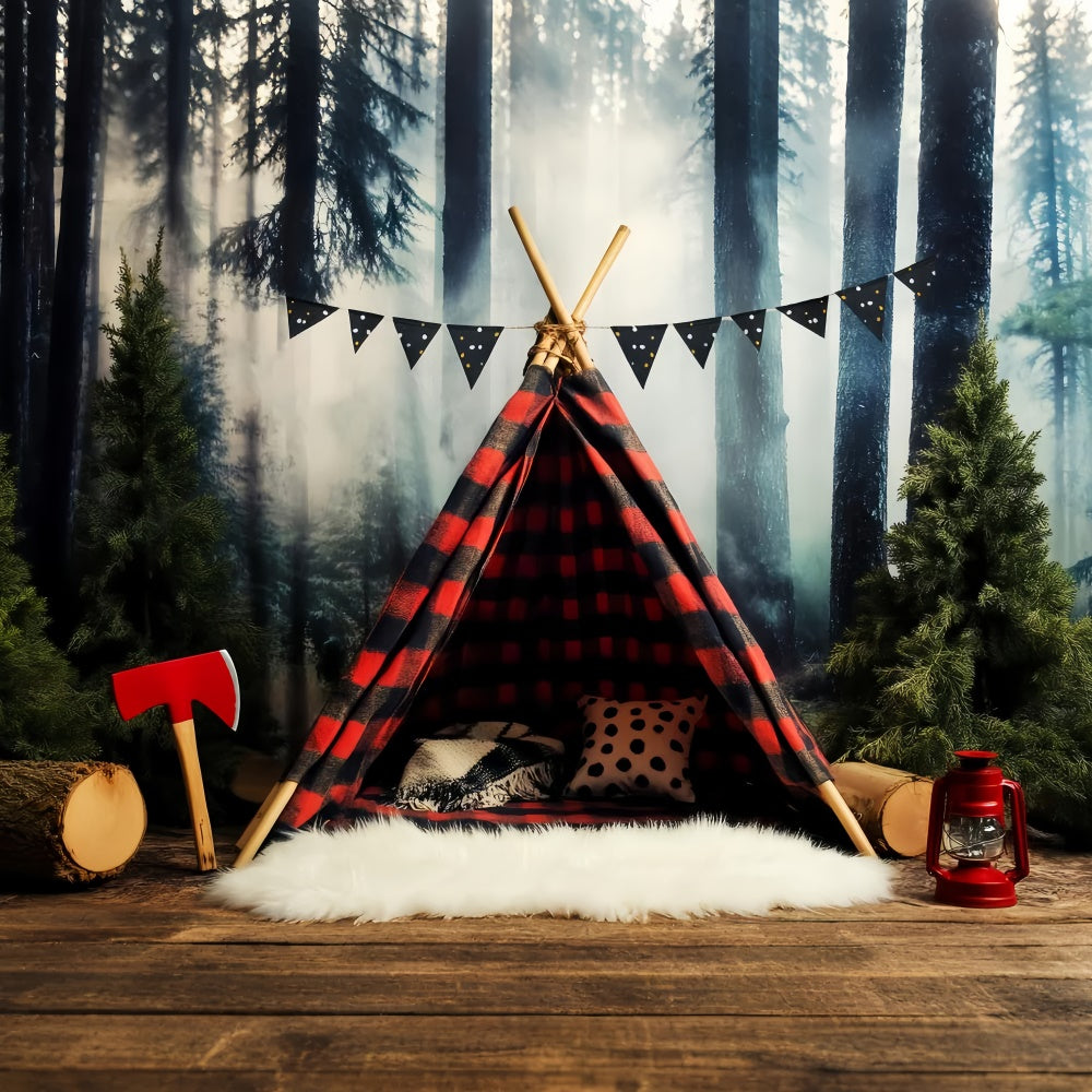 Woodland Forest Backdrop Rustic Camp Tent Backdrop UK LXX57-130
