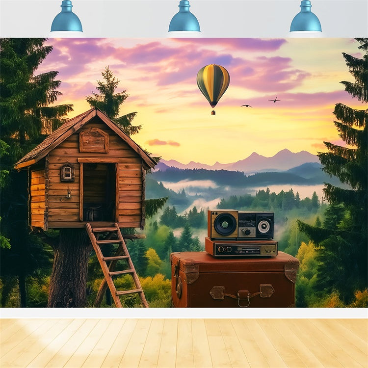 Backdrop Forest Pine Ridge Balloon Ride Backdrop UK LXX57-135
