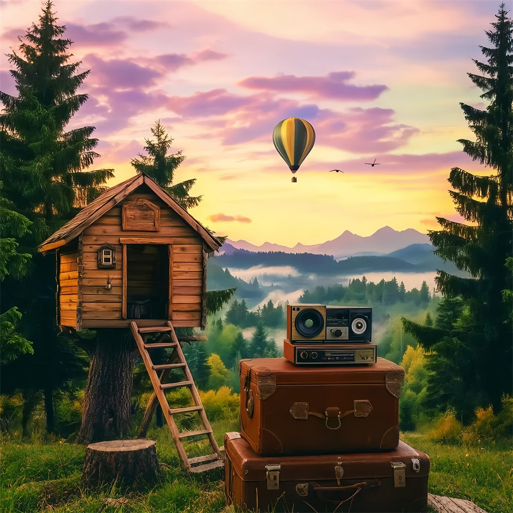 Backdrop Forest Pine Ridge Balloon Ride Backdrop UK LXX57-135