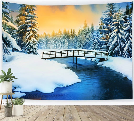 Snowy Forest Backdrop Frosted Pines Glow Backdrop UK LXX57-137