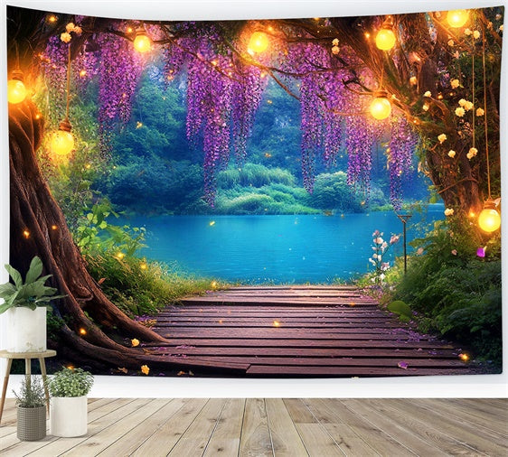 Forest Backdrop Photography Wisteria Dream Lake Backdrop UK LXX57-139