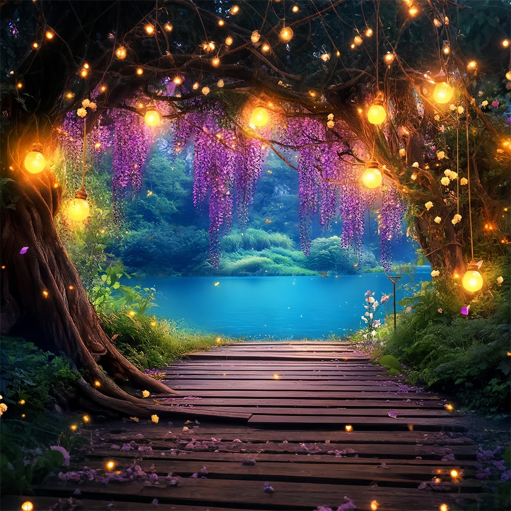 Forest Backdrop Photography Wisteria Dream Lake Backdrop UK LXX57-139