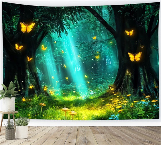 Forest Photo Backdrop Butterfly Glow Meadow Backdrop UK LXX57-141