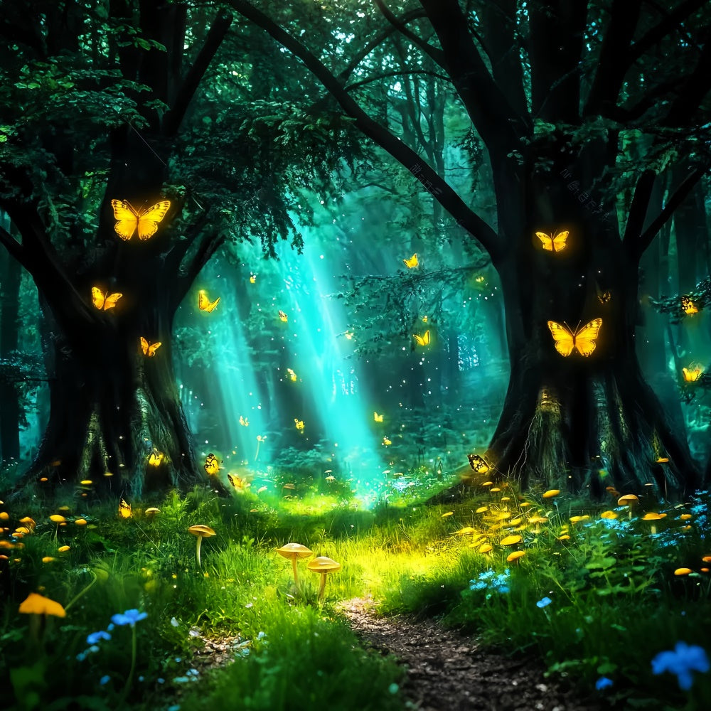 Forest Photo Backdrop Butterfly Glow Meadow Backdrop UK LXX57-141