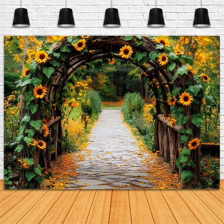 Fall Backdrop Sunflower Arch Garden Walk Backdrop UK LXX57-146