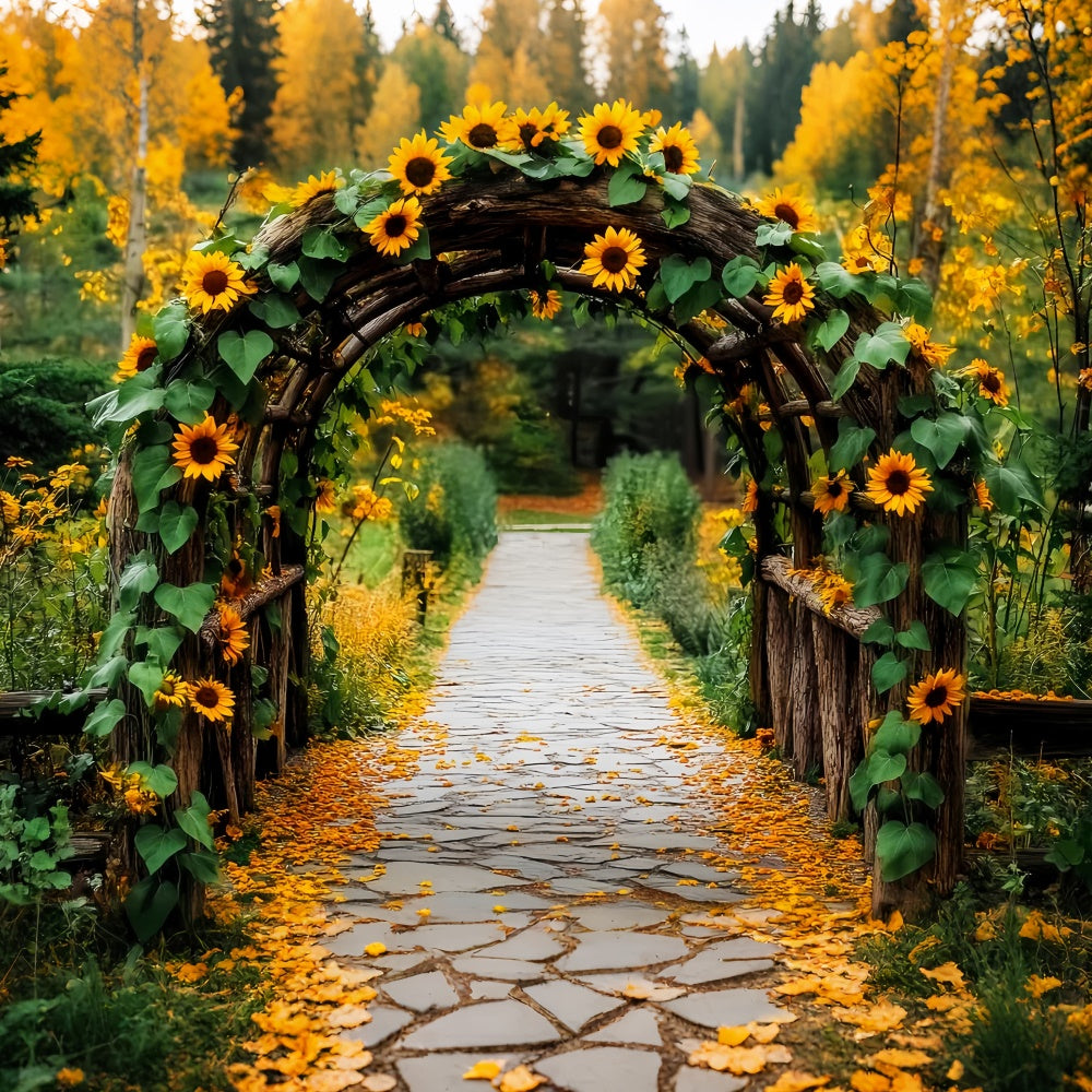 Fall Backdrop Sunflower Arch Garden Walk Backdrop UK LXX57-146