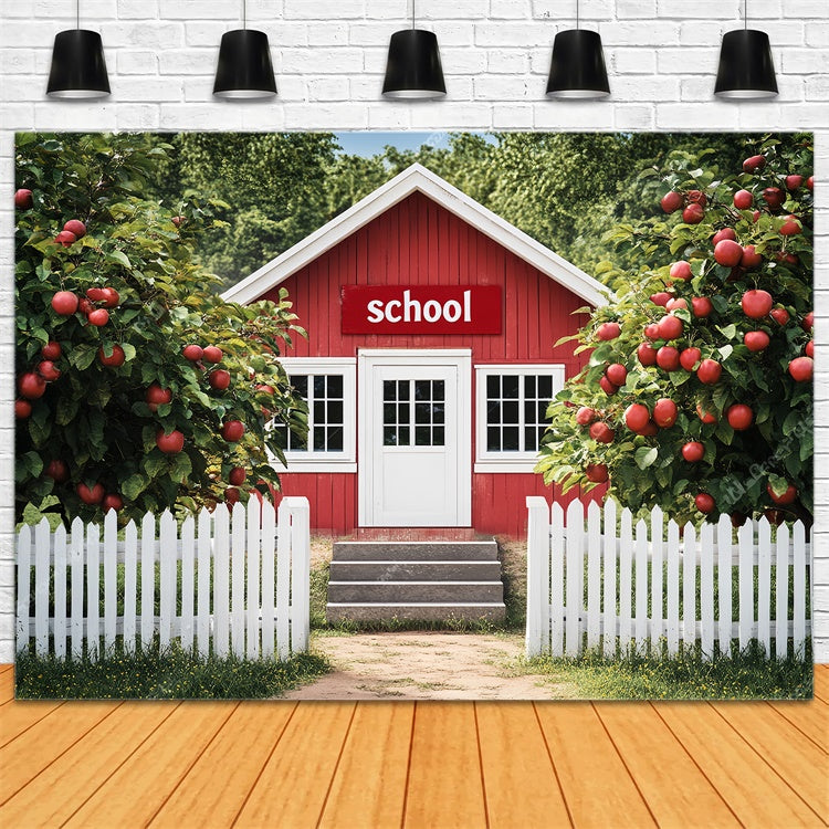 School Photo Backdrop Rustic Apple Orchard Backdrop UK LXX57-15