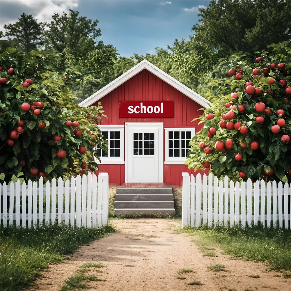 School Photo Backdrop Rustic Apple Orchard Backdrop UK LXX57-15
