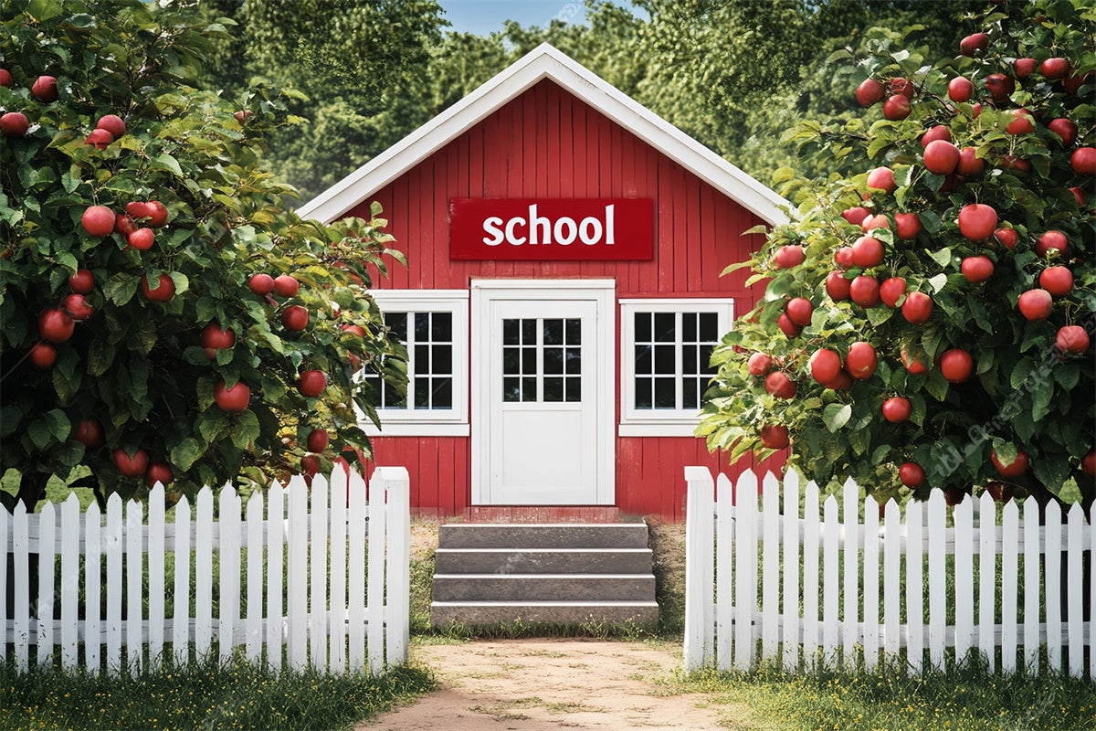 School Photo Backdrop Rustic Apple Orchard Backdrop UK LXX57-15