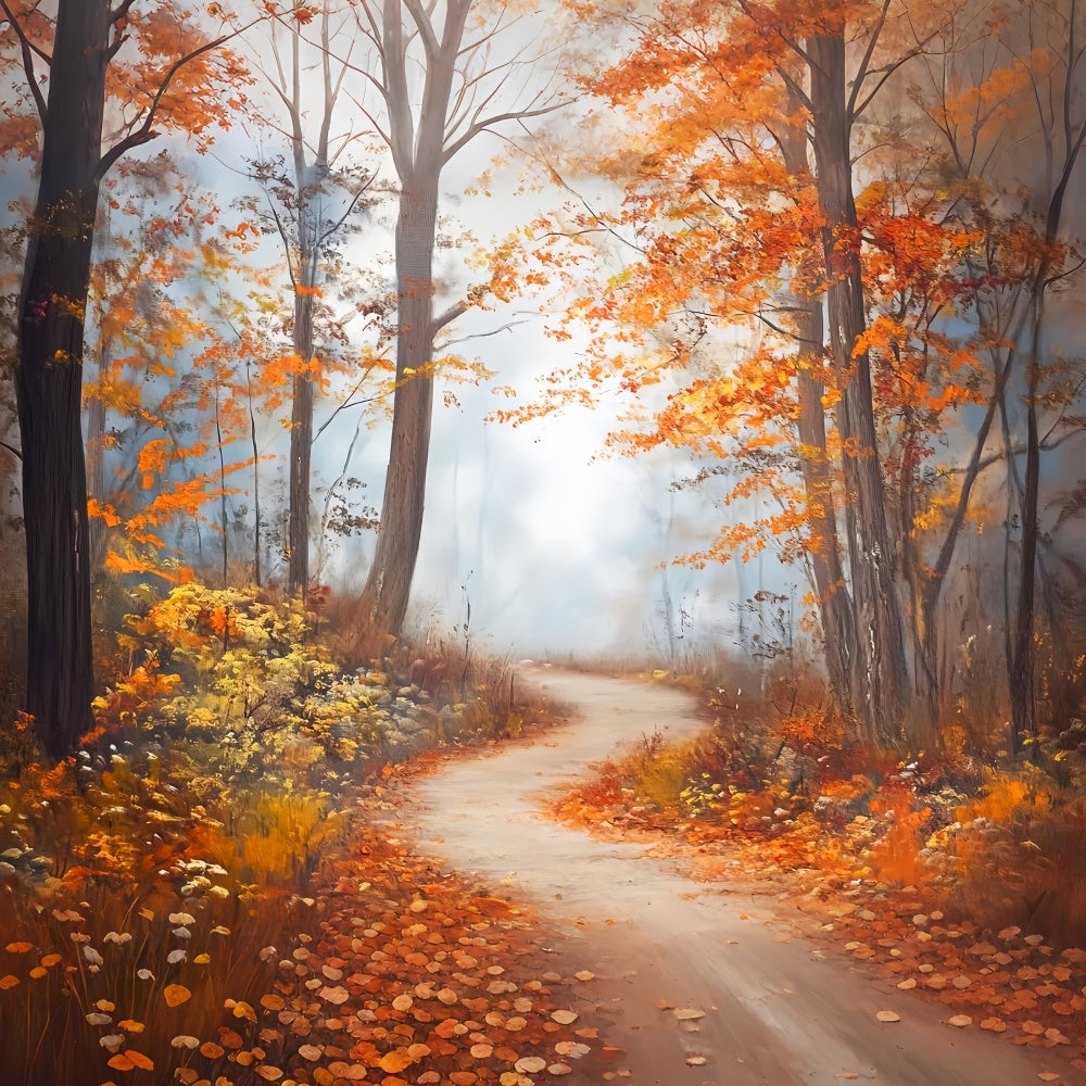 Fall Forest Backdrop Misty Maple Pathway Backdrop UK LXX57-152