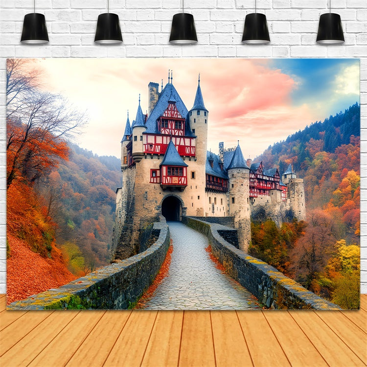Autumn Backdrop Enchanted Twilight Castle Backdrop UK LXX57-153