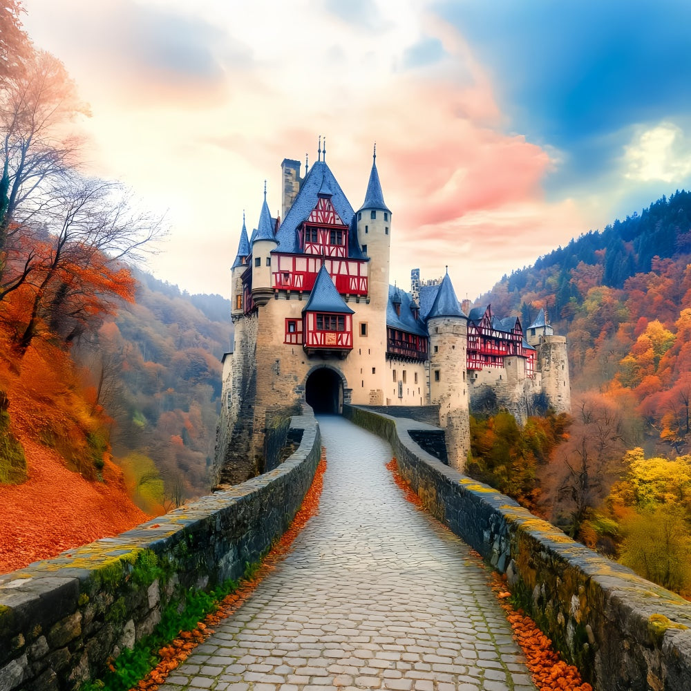 Autumn Backdrop Enchanted Twilight Castle Backdrop UK LXX57-153