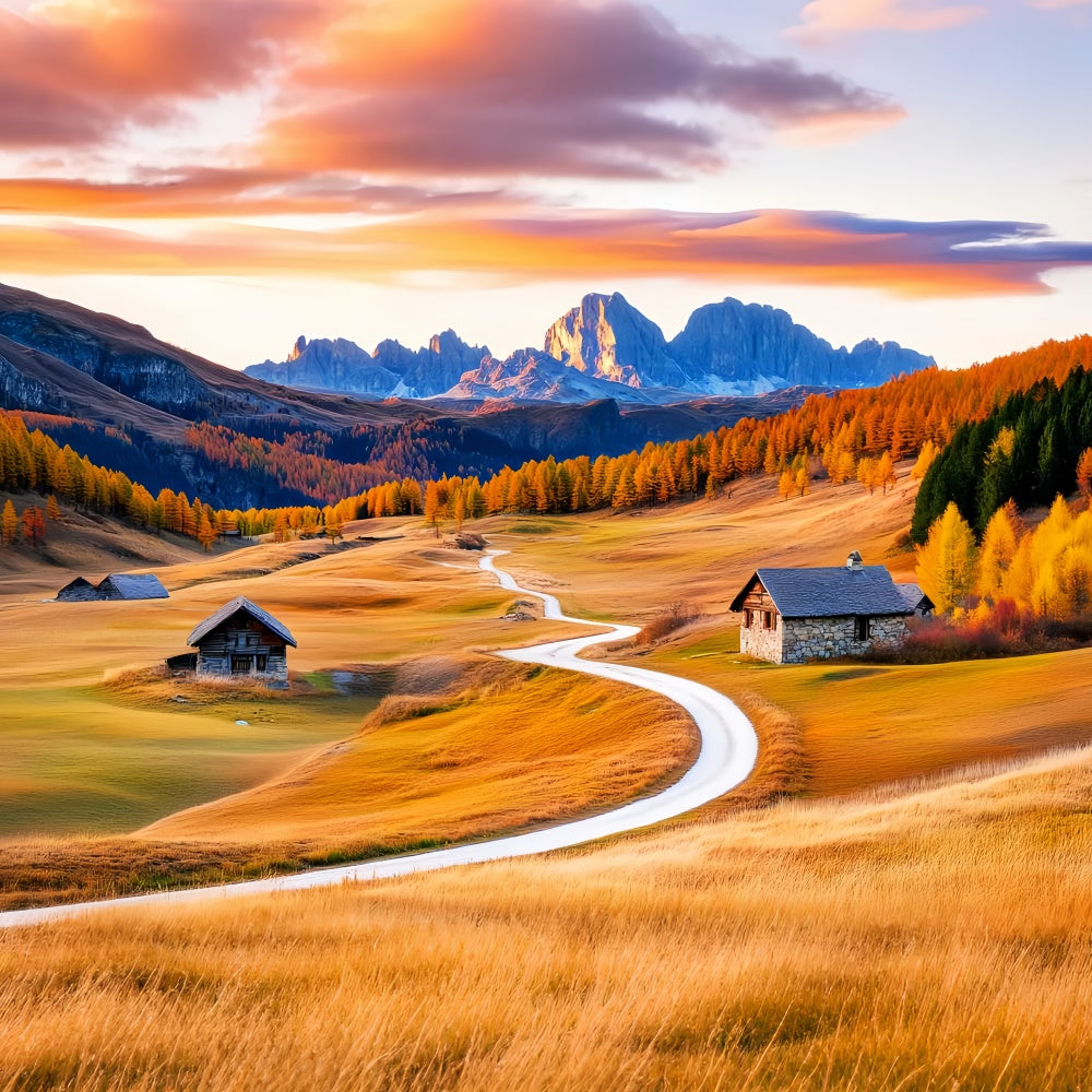 Fall Photoshoot Backdrop Curved Trail Mountain Backdrop UK LXX57-157