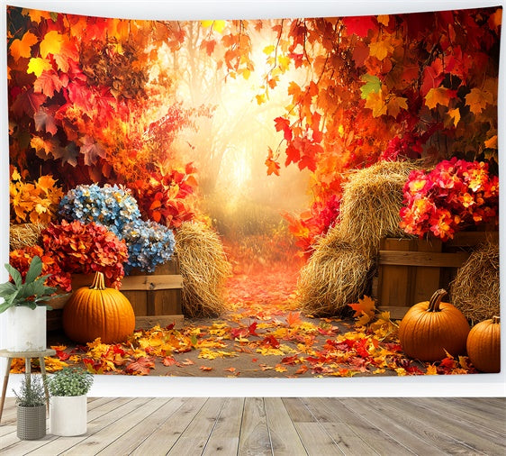 Fall Leaves Backdrop Dreamy Foliage Pumpkin Backdrop UK LXX57-159