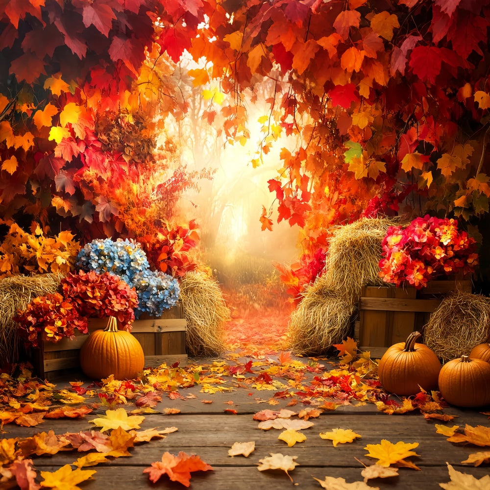 Fall Leaves Backdrop Dreamy Foliage Pumpkin Backdrop UK LXX57-159