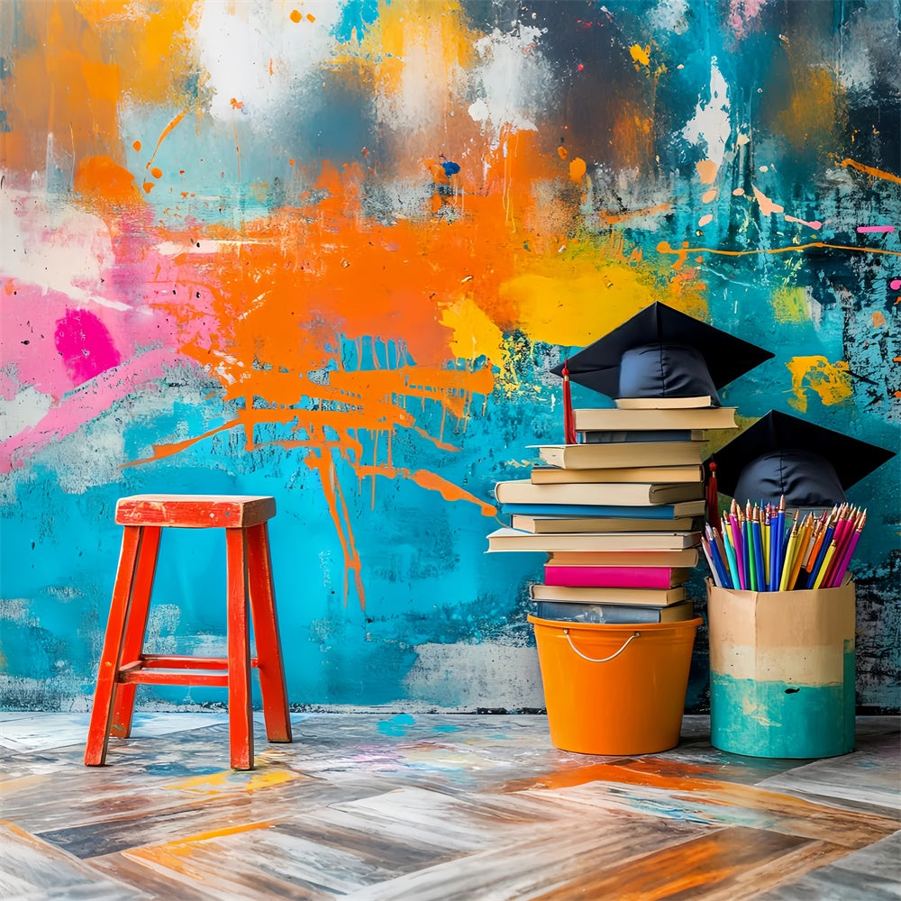 School Picture Backdrop Graffiti Wall Study Backdrop UK LXX57-18