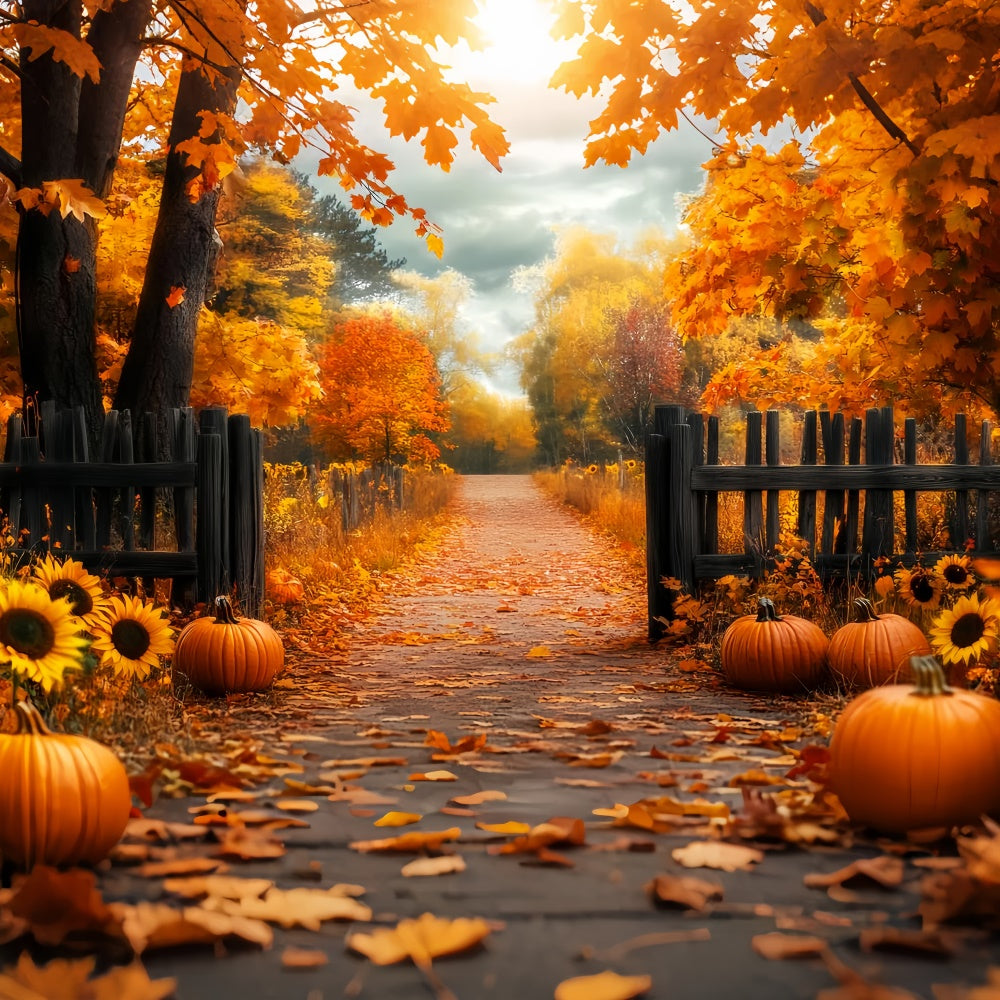 Fall Backdrop Rustic Fence Harvest Forest Photo Backdrop UK LXX57-181