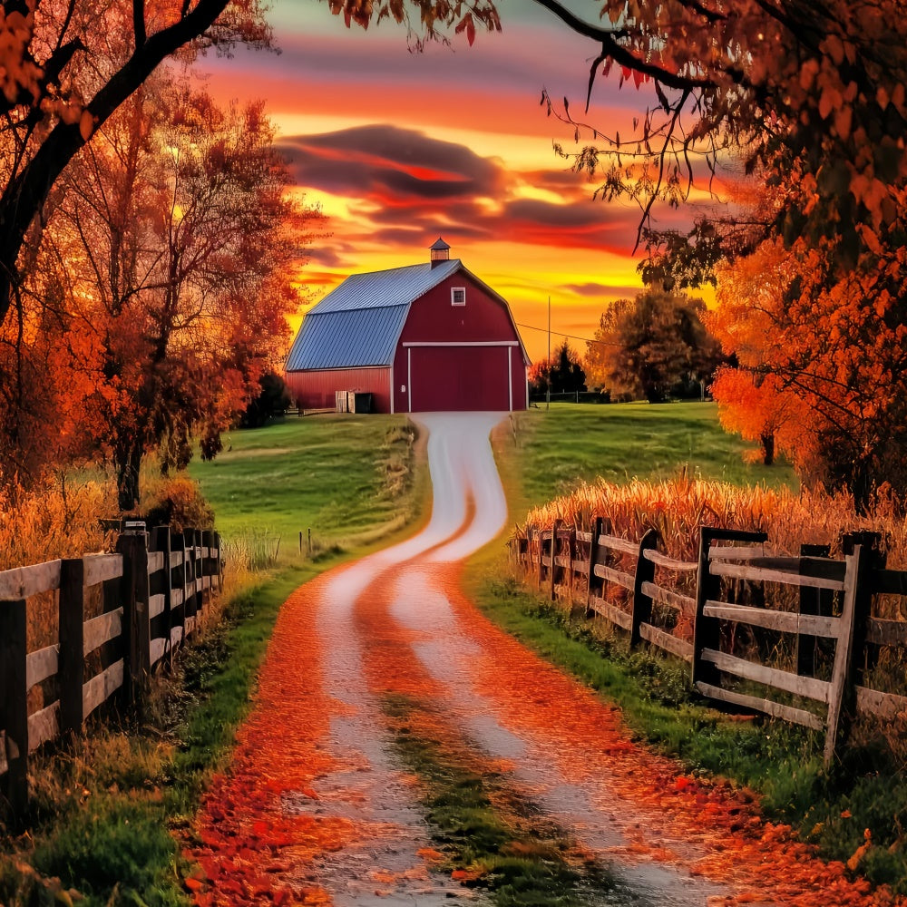 Sunset Photo Backdrop Rustic Barn Glow Fall Backdrop UK LXX57-184