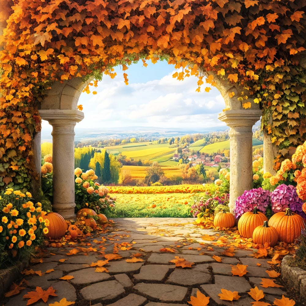 Fall Backdrop Rustic Arched Garden View Backdrop UK LXX57-185