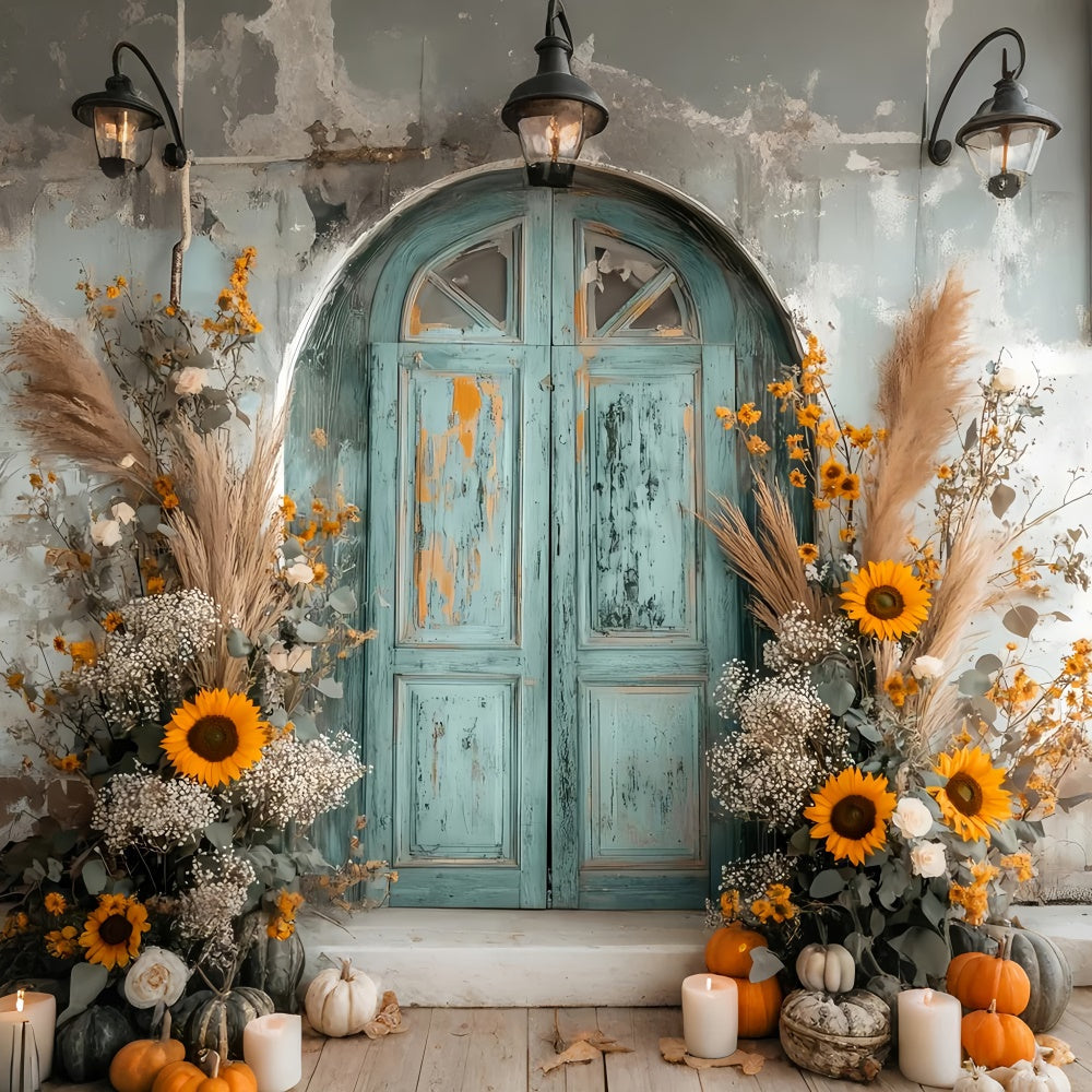 Vintage Photo Backdrop Shabby Sunflower Porch Backdrop UK LXX57-189