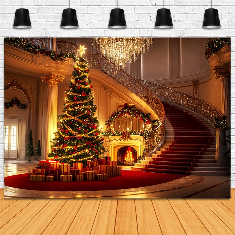 Vintage Backdrop Elegant Ballroom Christmas Backdrop UK LXX57-194