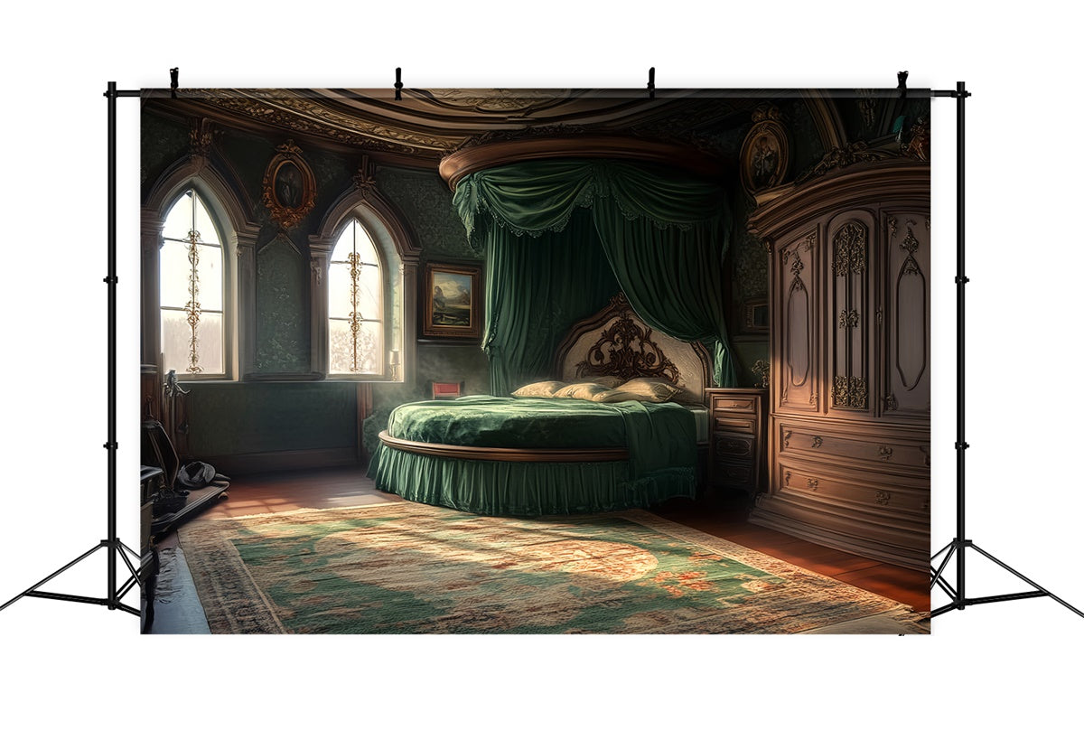 Victorian Backdrop Regal Emerald Bedroom Vintage Backdrop UK LXX57-204