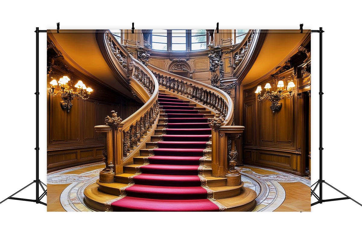 Victorian Photo Backdrop Red Carpet Stairs Vintage Backdrop UK LXX57-217