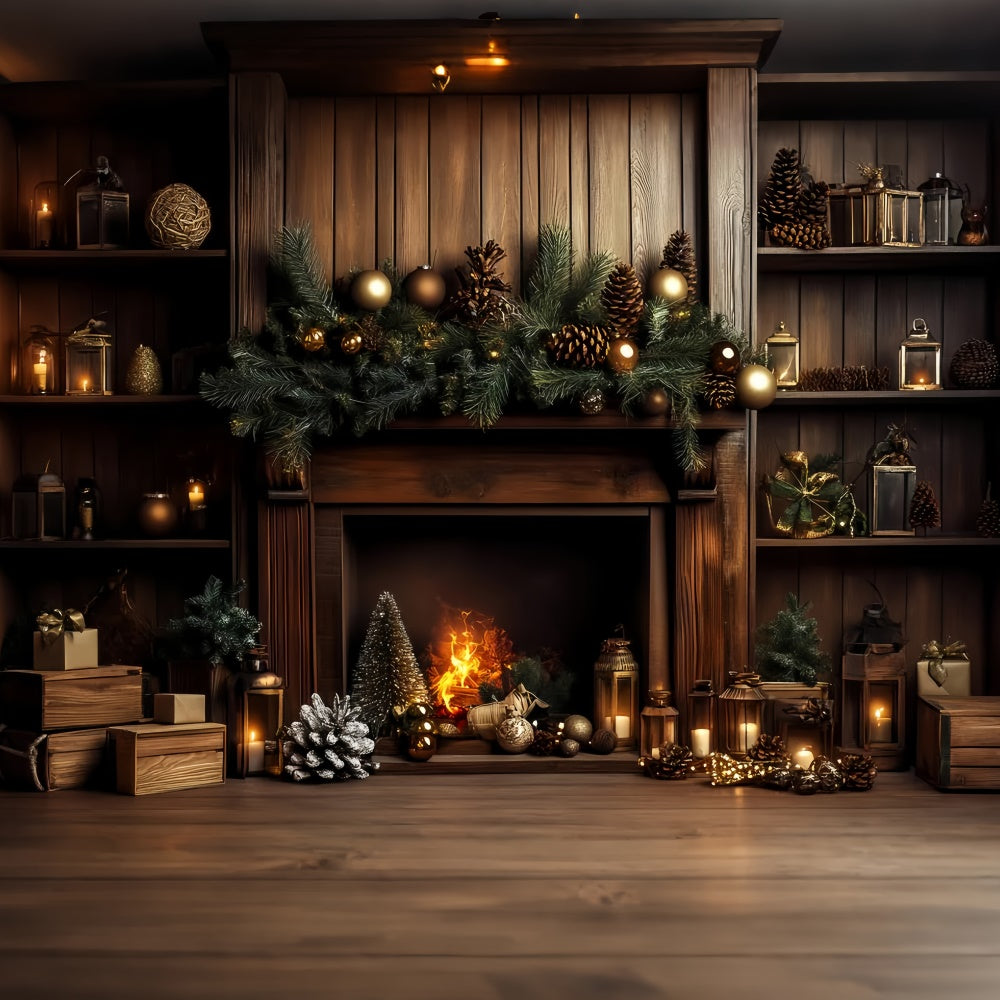 Vintage Christmas Backdrop Pine Hearth Holiday Backdrop UK LXX57-218