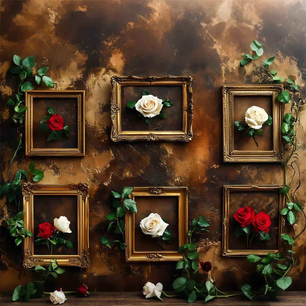 Baroque Backdrop Golden Frame Rose Vintage Wall Backdrop UK LXX57-233