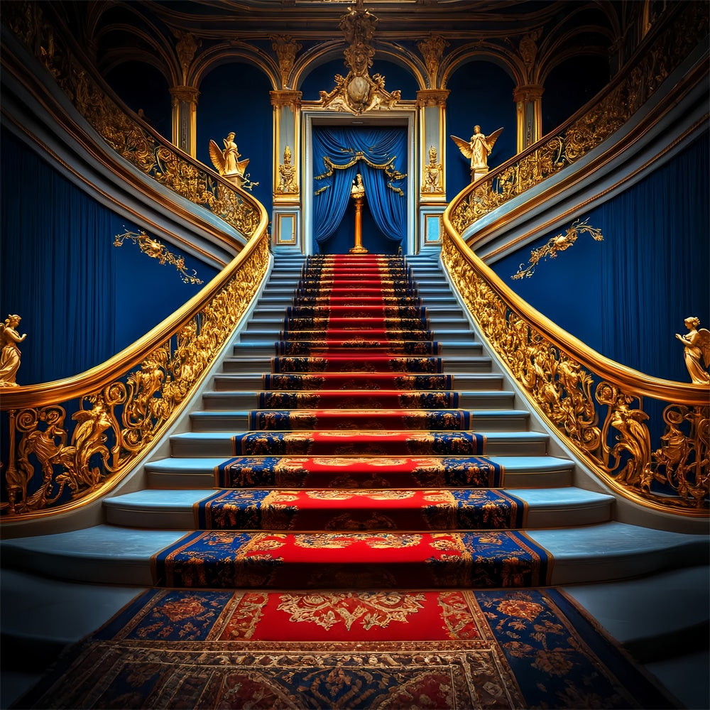 Vintage Backdrop Royal Blue Grand Staircase Backdrop UK LXX57-234
