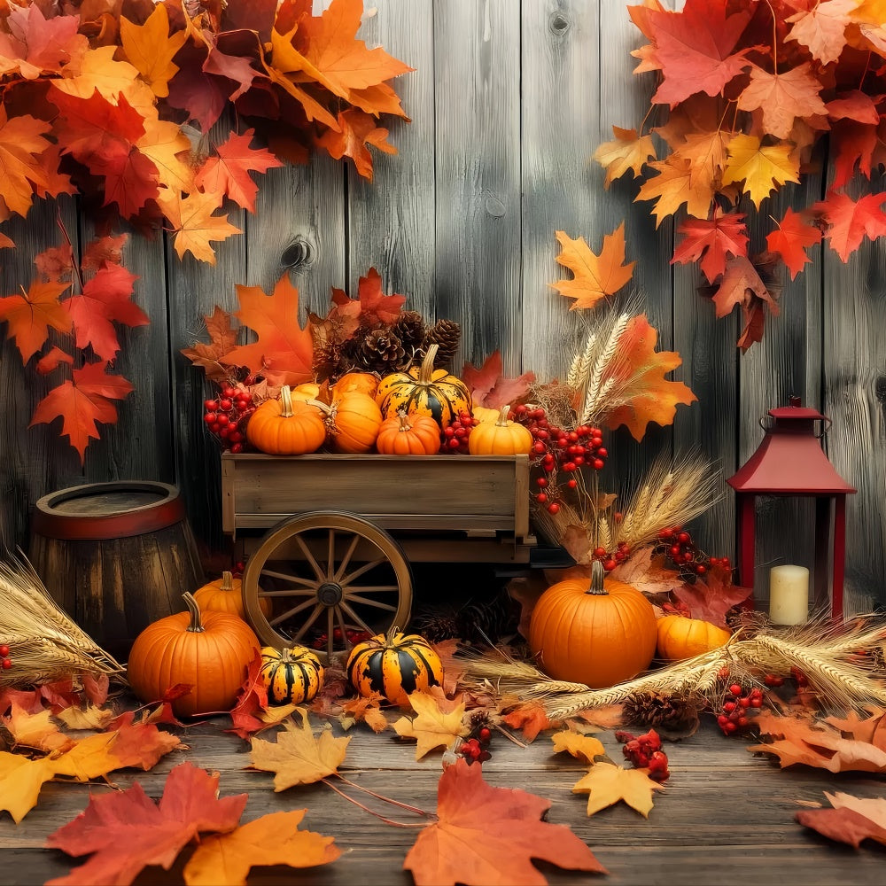 Thanksgiving Backdrop Pumpkin Cart Harvest Autumn Backdrop UK LXX57-324