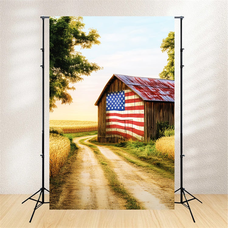 Rustic Barn Backdrop Patriotic Farm Barn Backdrop UK LXX57-387