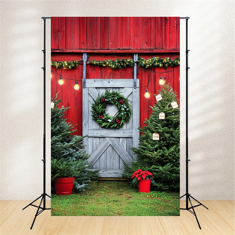 Barn Backdrops Pine Wreath Christmas Backdrop UK LXX57-391