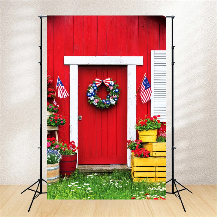 Barn Door Backdrop Patriotic Barn Porch Backdrop UK LXX57-392