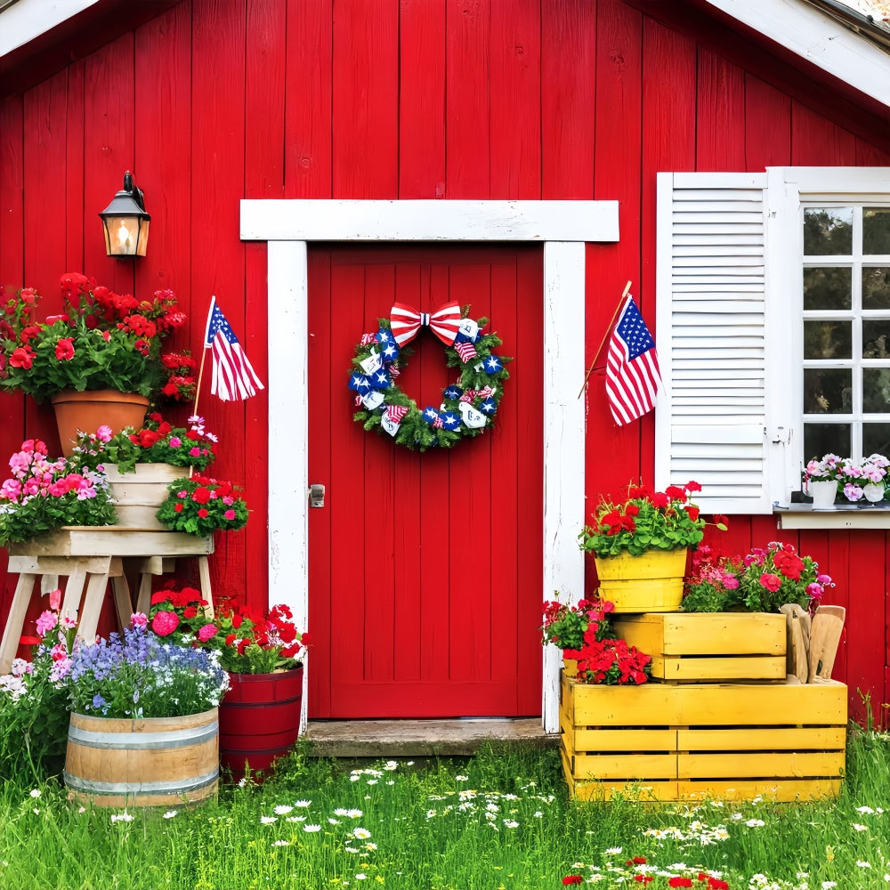 Barn Door Backdrop Patriotic Barn Porch Backdrop UK LXX57-392