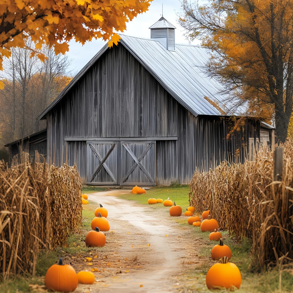 Barn Backdrop Rustic Harvest Trail Fall Backdrop UK LXX57-399