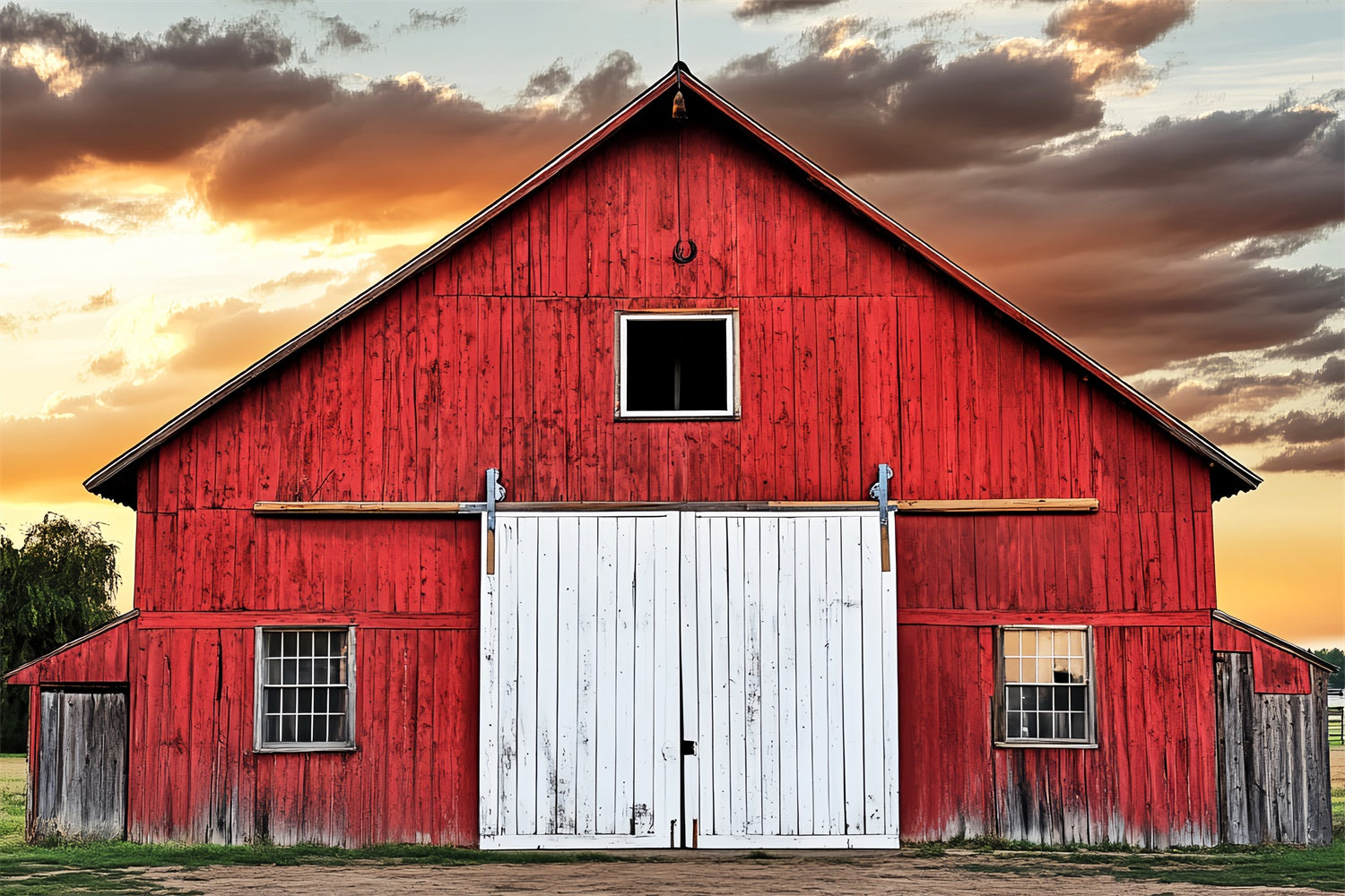 Red Barn Backdrop Country Barn Sunset Backdrop UK LXX57-403