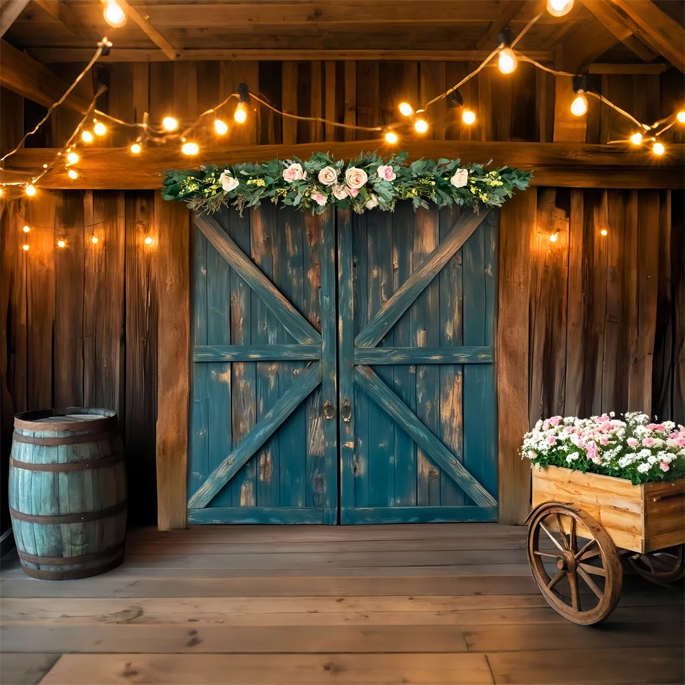 Barn Backdrop Romantic Farmhouse Floral Backdrop UK LXX57-406