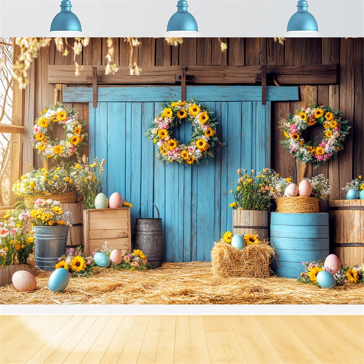 Barn Photo Backdrop Sunflower Barn Easter Backdrop UK LXX57-407