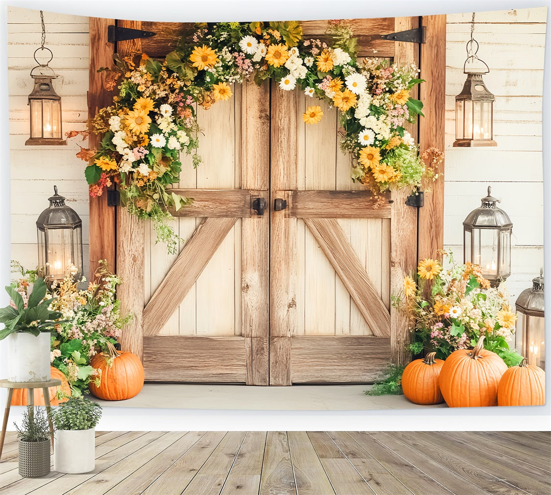 Barn Door Backdrop Cozy Porch Lantern Backdrop UK LXX57-412