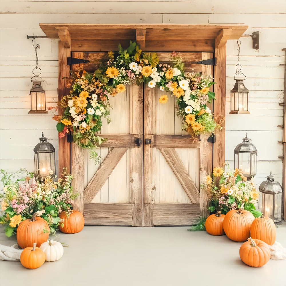 Barn Door Backdrop Cozy Porch Lantern Backdrop UK LXX57-412