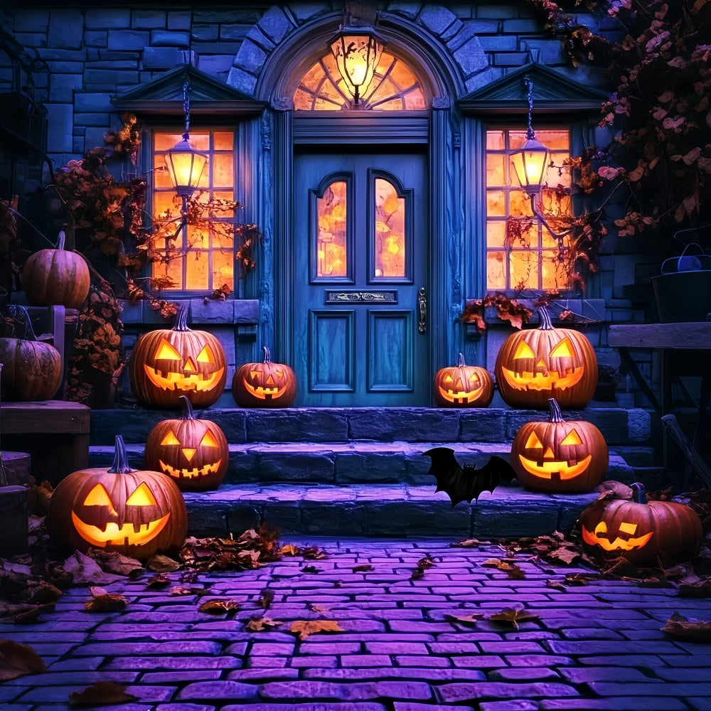 Halloween Photo Backdrop Pumpkin Porch Parade Backdrop UK LXX57-59