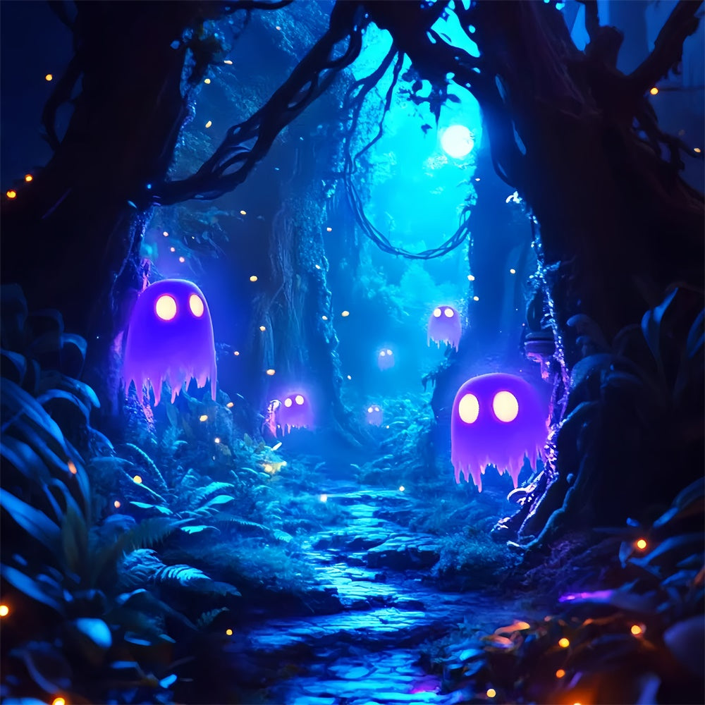 Spooky Halloween Backdrop Moonlit Spirit Pathway Backdrop UK LXX57-60