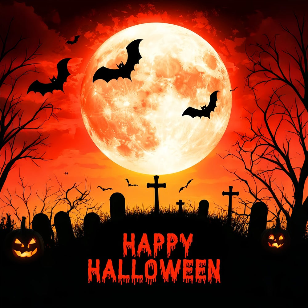 Halloween Moon Backdrop Full Moon Graveyard Backdrop UK LXX57-63