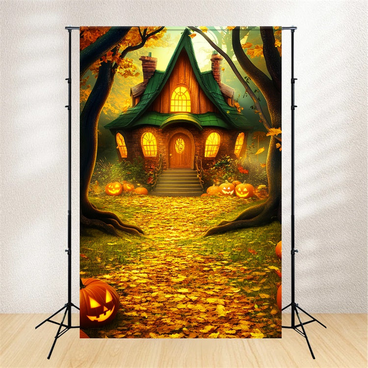 Halloween Backdrop Ideas Enchanted Pumpkin Cottage Backdrop UK LXX57-64
