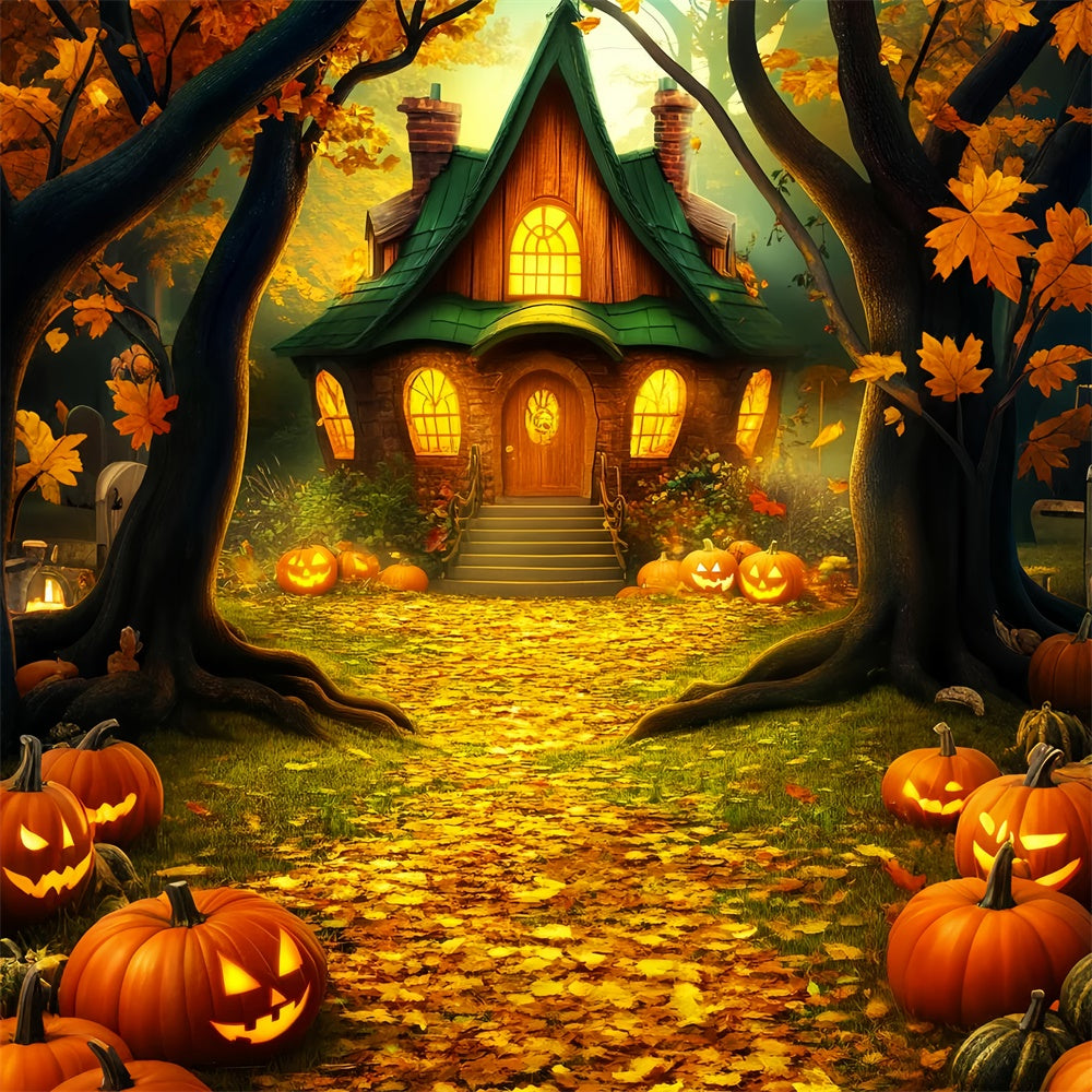 Halloween Backdrop Ideas Enchanted Pumpkin Cottage Backdrop UK LXX57-64