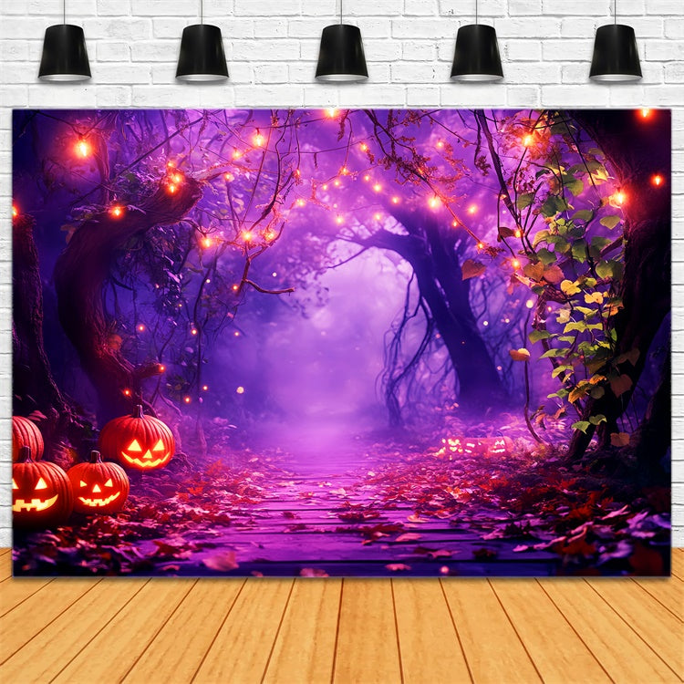 Forest Backdrops Pumpkin Glow Path Halloween Backdrop UK LXX57-69